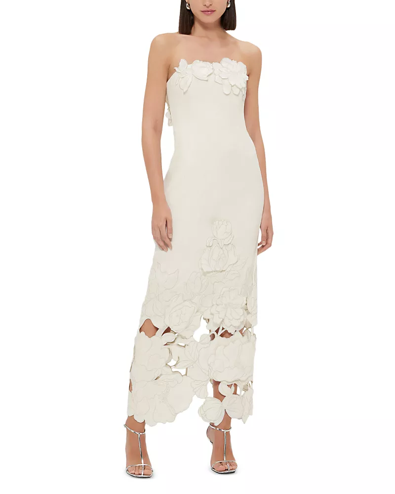 Leo Lin Rayna Crepe Strapless Dress