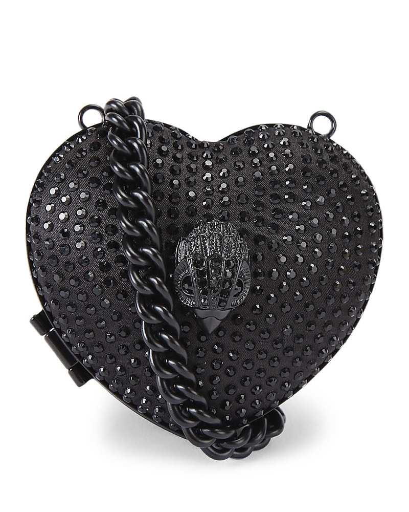 Kurt Geiger London Micro Heart Leather Crossbody Bag In Black