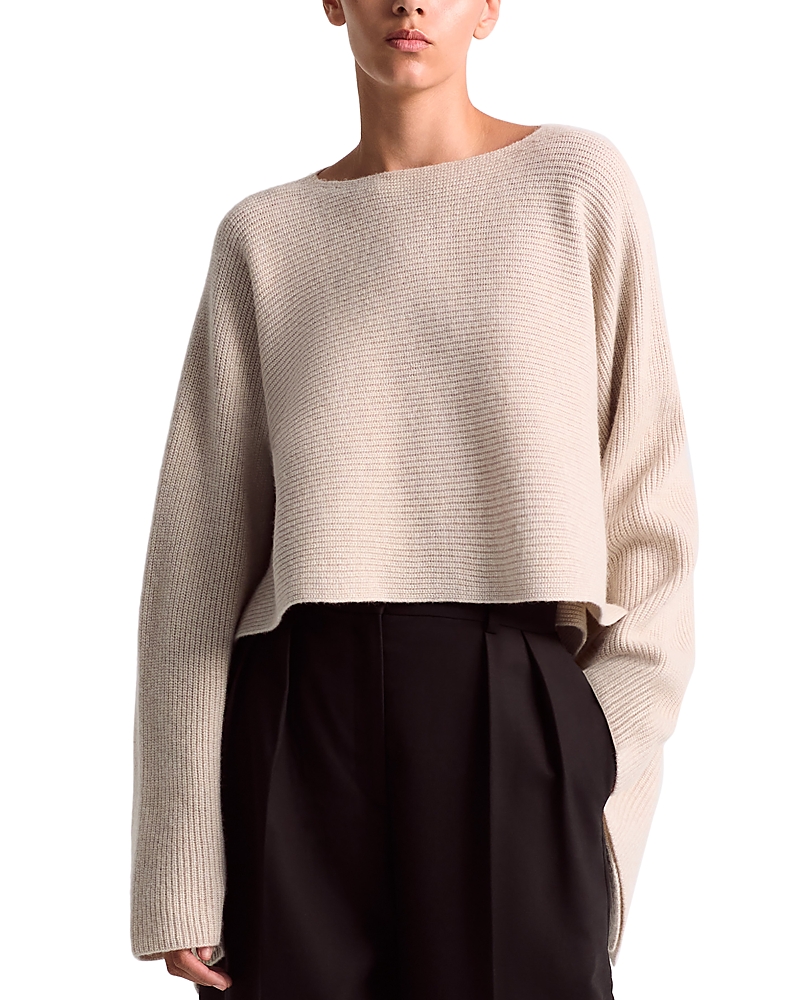 Altuzarra Trip Wool-cashmere Rib Handkerchief Crop Sweater In Bleaker Mel