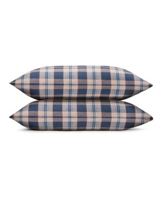 Piglet in Bed - Dallington Plaid Linen Blend Pillowcase Pair, Queen