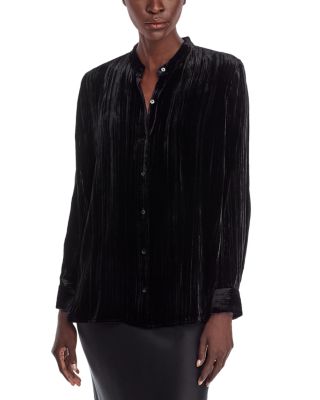 Eileen Fisher - Crushed Velvet Mandarin Collar Shirt