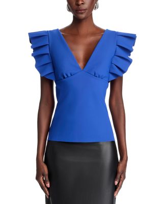 Ruffle Sleeve V Neck Top