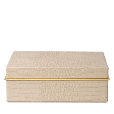 Classic Croc Embossed Leather Small Box in Fawn