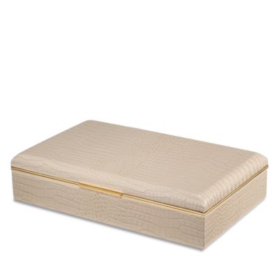 Classic Croc Embossed Leather Desk Box in Fawn
