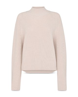 Side Split Wool Blend Mock Neck Knit Sweater