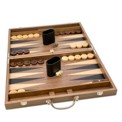 Inlaid Wood Backgammon Set with Handle