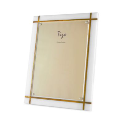 Solid White Lucite Picture Frame with Gold Inlay, 5&amp;quot; x 7&amp;quot;
