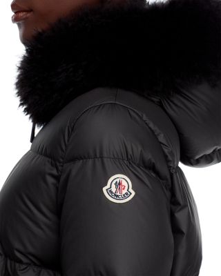 Laichefur Shearling Trim Hooded Down Jacket