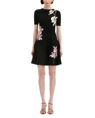 Oscar de la Renta Orchid Embroidered Dress