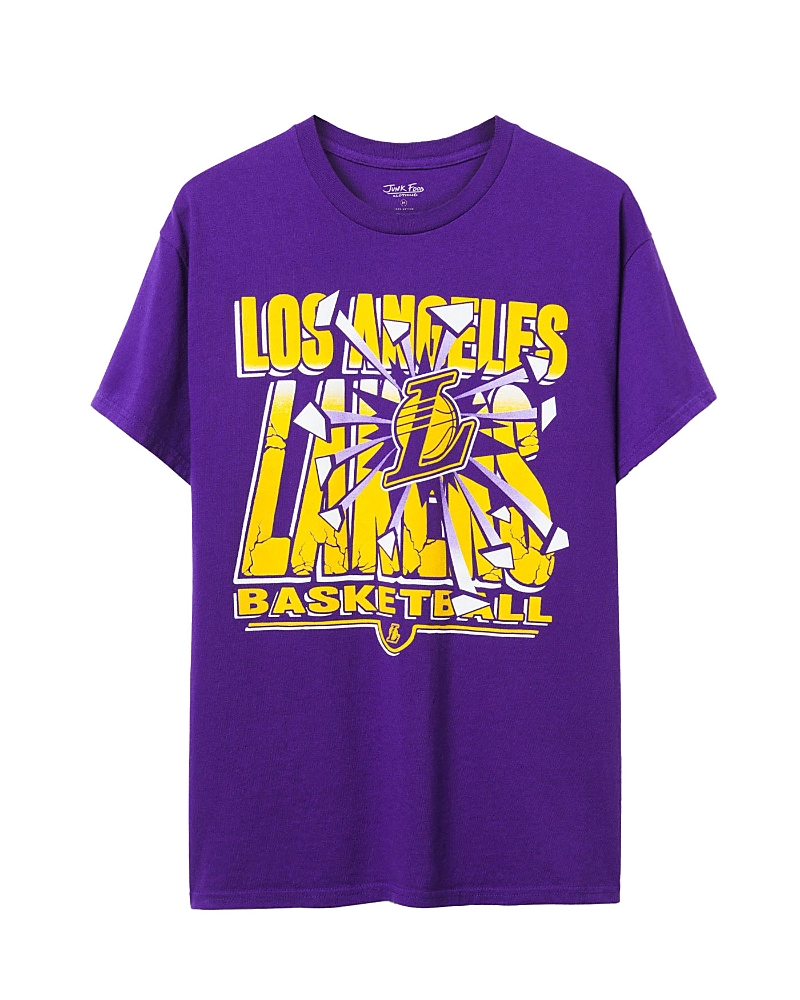 Junk Food Clothing Unisex Nba Los Angeles Lakers Break Through Short Sleeve Tee In Purple