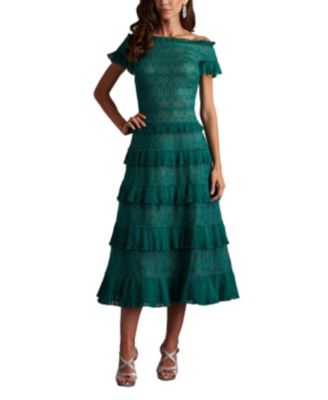 【Tadashi Shoji】Garina Tiered Embroidered Tulle Midi Dress Tadashi Shoji Garina Tiered Embroidered Tulle Midi Dress