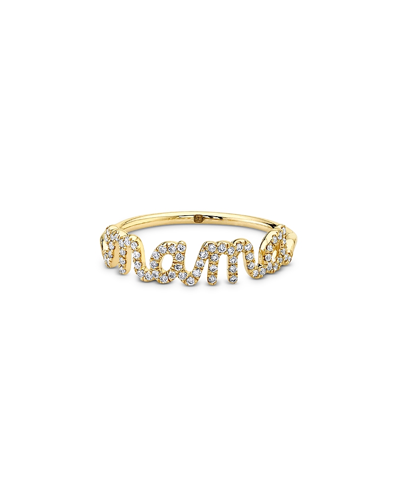 Sydney Evan 14k Yellow Gold Diamond Mama Script Ring In Gold