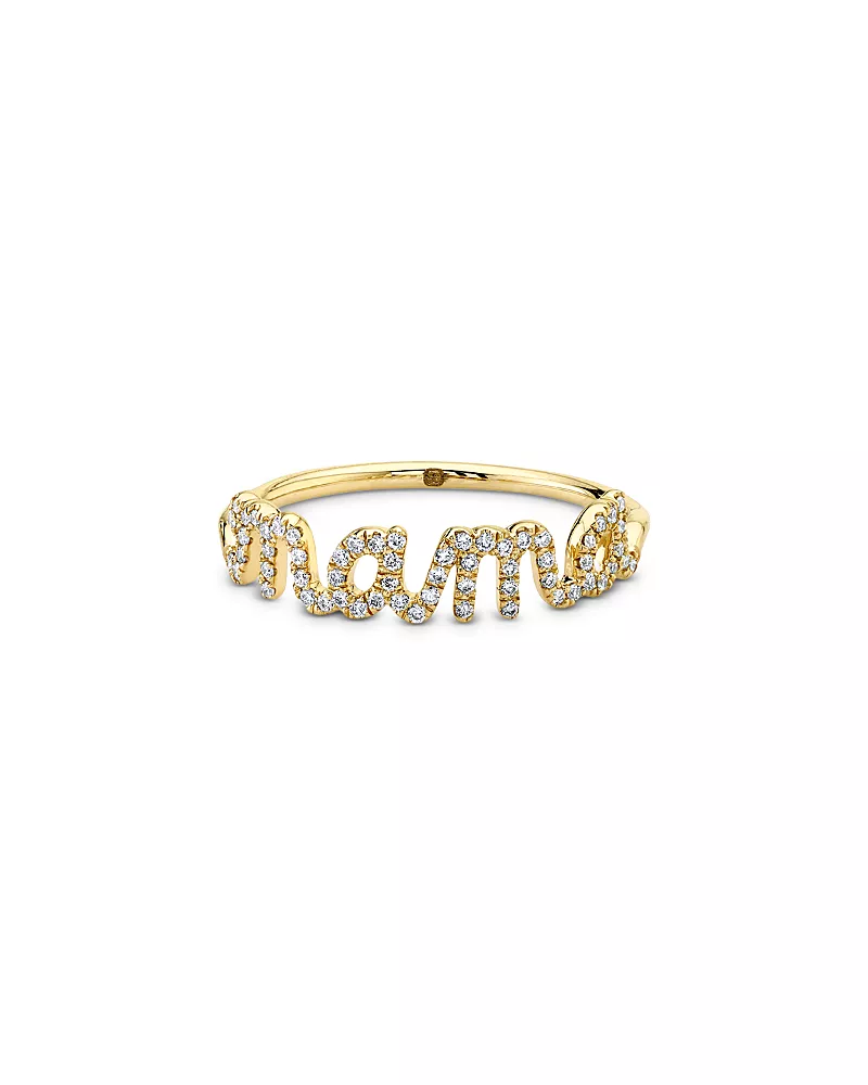 Sydney Evan 14K Yellow Gold Diamond Mama Script Ring