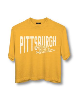  Women's NFL Pittsburgh Steelers Dual Threat Mock Neck Crop Tee