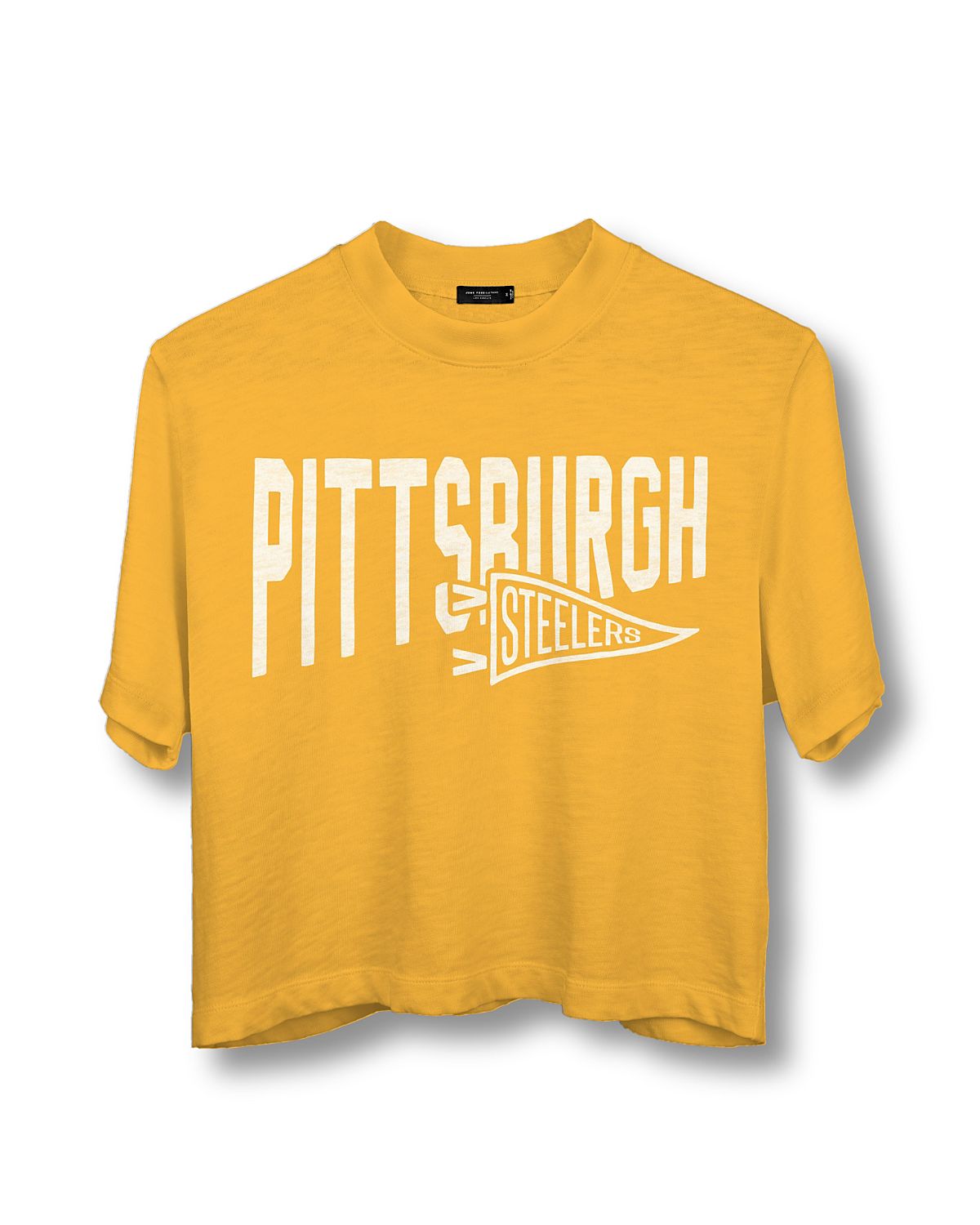 Junk Food Clothing Women's Nfl Pittsburgh Steelers Dual Threat Mock Neck Crop Tee