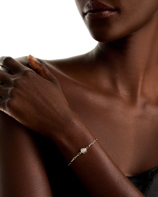 14K Yellow Gold Diamond Solitaire Chain Bracelet, 0.1 tcw