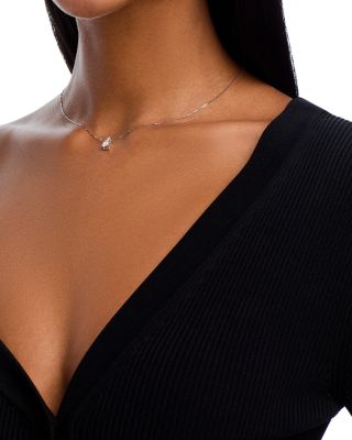 14K White Gold Diamond Solitaire Pendant Necklace, 0.5 tcw