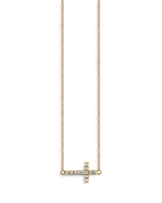Sydney Evan - 14K Yellow Gold Diamond Cross Pendant Necklace, 18"