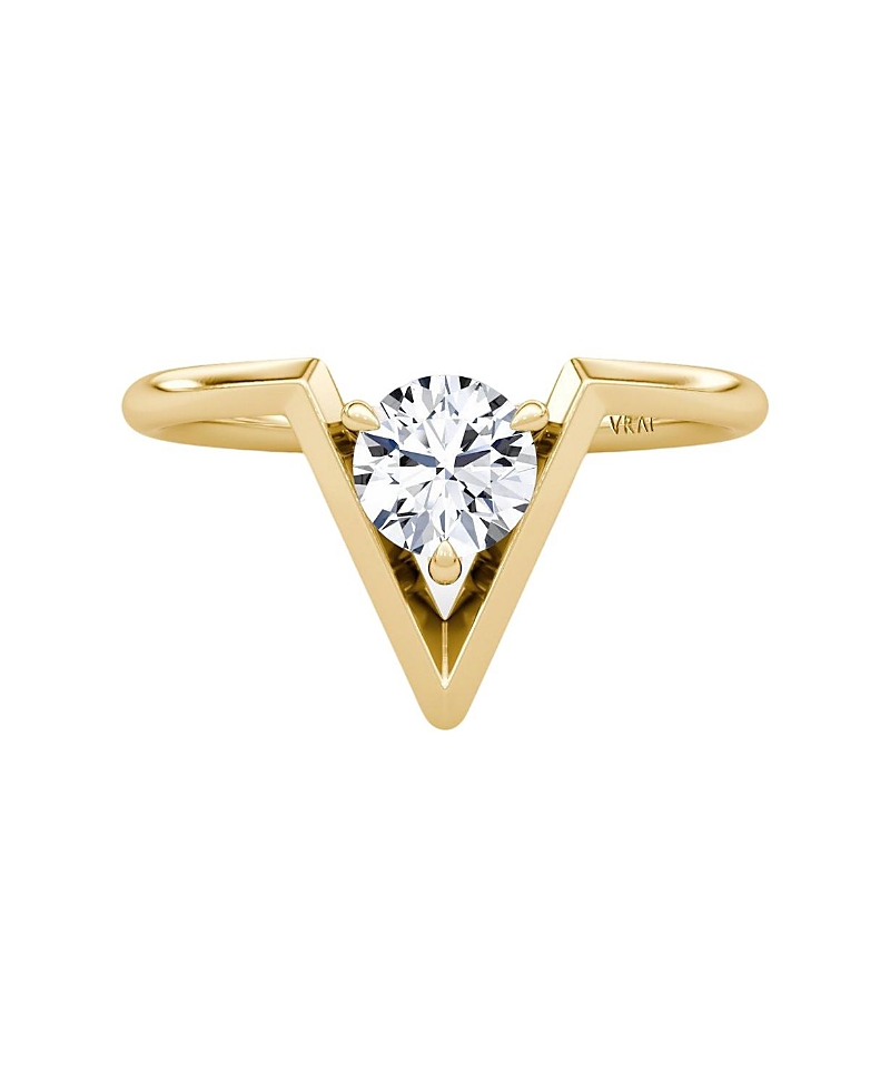 Vrai V Solitaire Ring In 14k Yellow Gold, .50ctw Round Brilliant Lab Grown Diamonds In K Yellow Gold