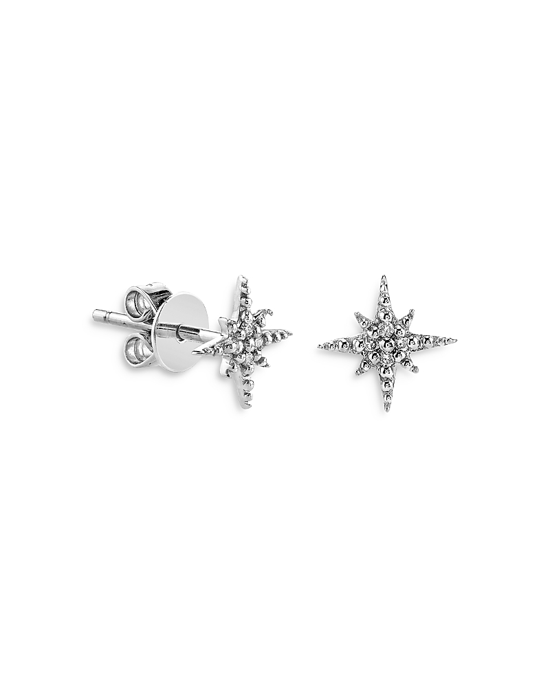 Sydney Evan 14k White Gold Diamond Starburst Mini Stud Earrings In White