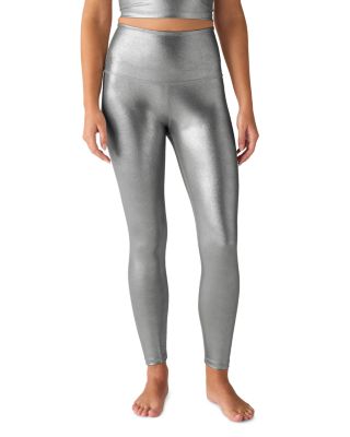 Beyond Yoga - Caught In The Midi High Waisted Leggings in Liquid Silver
