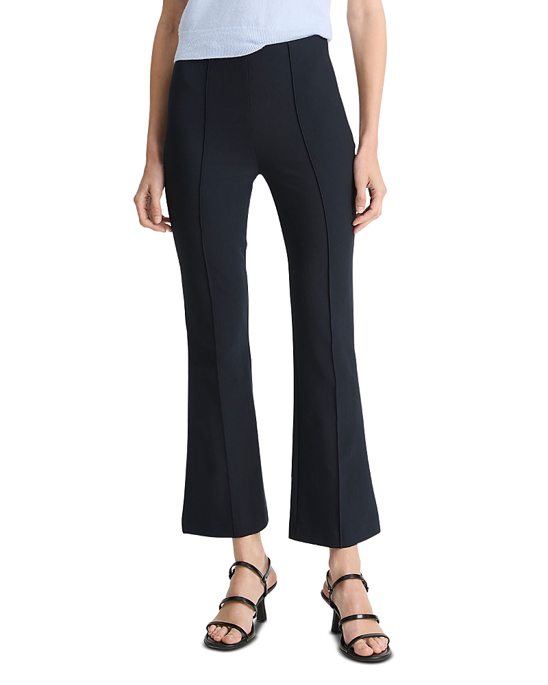 Shop Vince Mid Rise Pintucked Cropped Pants In Coastal Blue