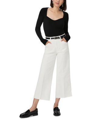 Petites Anessa High Rise Wide Leg Jeans in Tonal Ecru