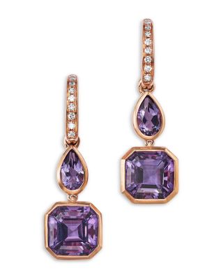 Bloomingdale's Fine Collection - Amethyst & Diamond Mixed Cut Drop Earrings in 14K Rose Gold