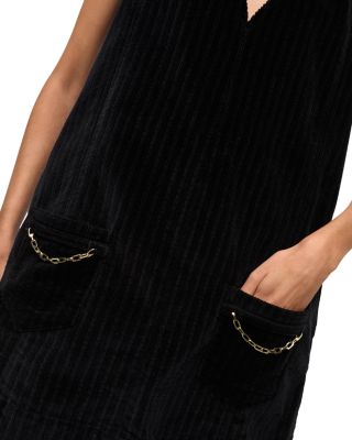 Ganni Black Corduroy Mini Dress - Size 8/10 Elastane