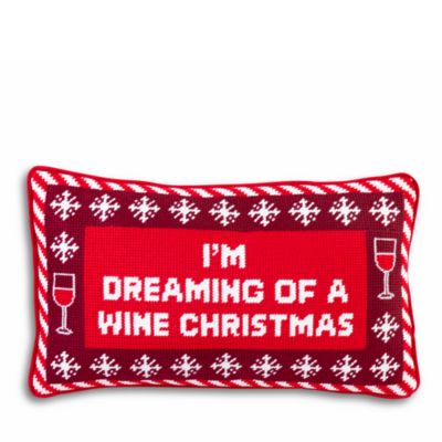Furbish Studio - Dreaming of Wine Needlepoint Pillow, 15" x 9"