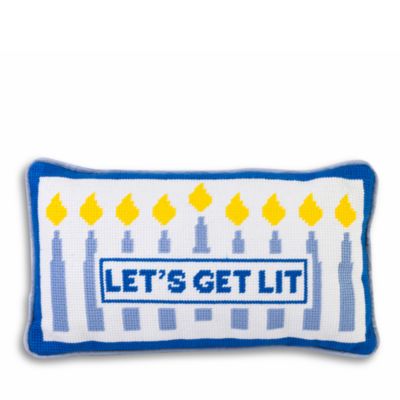 Furbish Studio - Let's Get Lit Needlepoint Pillow, 14" x 8"
