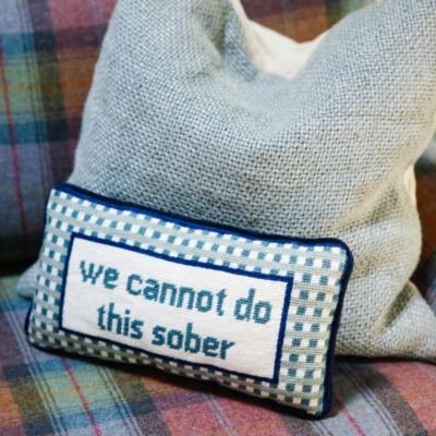 Sober Needlepoint Pillow, 14&amp;quot; x 8&amp;quot;