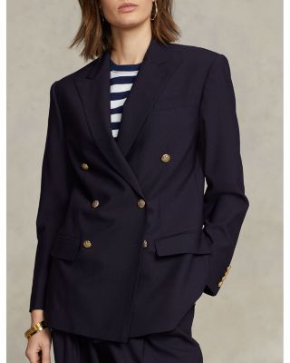 Wool Blend Double Breasted Blazer