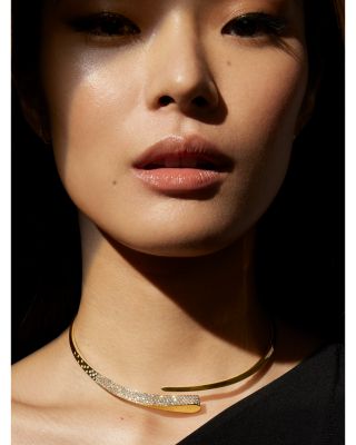 18K Yellow Gold Like Diamond Pav&eacute; Choker Necklace - Exclusive, Italy Campaign