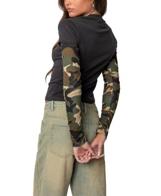 Camo Layered Long Sleeve T Shirt