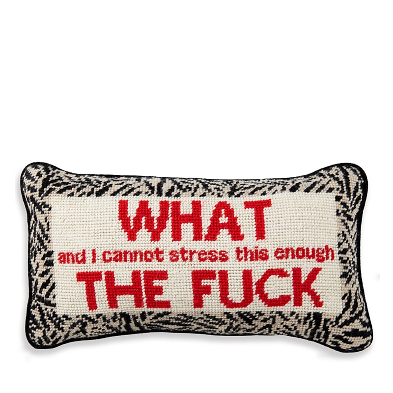Furbish Studio Wtf Needlepoint Pillow, 14 X 8 In Multi