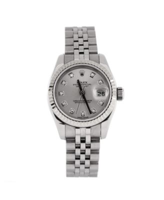 Pre-Owned Rolex Oyster Perpetual Datejust Automatic Watch in Stainless Steel and White Gold with Diamond Markers 26mm