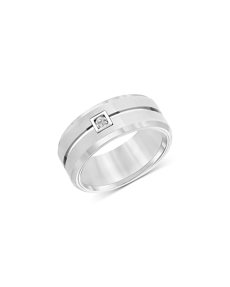 Bloomingdale's Fine Collection Men's Diamond Bevel Edge Band in White Tungsten, 0.10 ct. t. w.