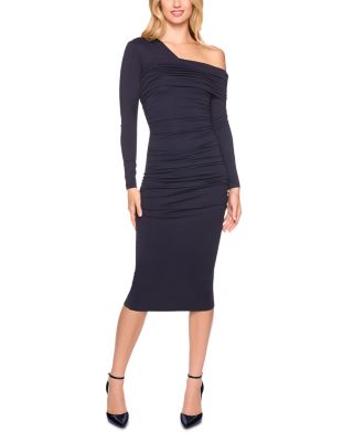 Ruched One Shoulder Midi Dress