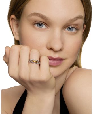 Cable Loop Band Ring in Sterling Silver with 18K Yellow Gold, 7mm