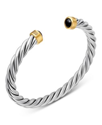 Men's Cable Cuff Bracelet in Sterling Silver & 18K Yellow Gold