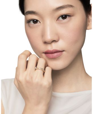 Cable Edge Band Ring in Recycled 18K Yellow Gold with Pav&eacute; Diamonds