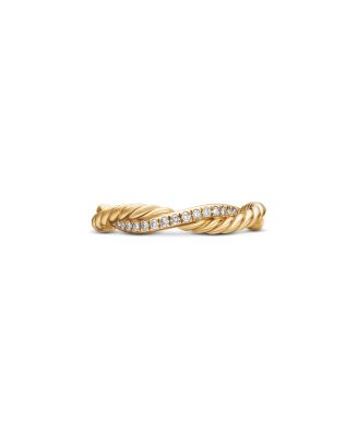 David Yurman 18K Yellow Gold Petite Infinity Twisted Ring with Diamonds