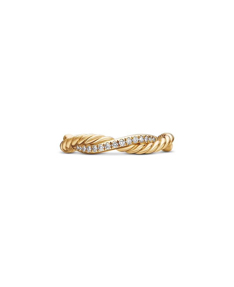 David Yurman 18K Yellow Gold Petite Infinity Twisted Ring with Diamonds