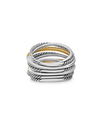 Sterling Silver & 18K Yellow Gold Crossover Wide Ring, 6