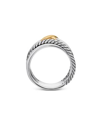 X Crossover Band Ring in Sterling Silver with 18K Yellow Gold, 6mm