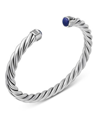 Men&#39;s Cable Classic Cuff Bracelet with Lapis Lazuli, 6mm