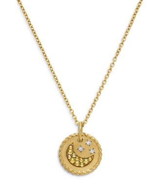 David Yurman - Cable Collectibles Moon & Stars Necklace with Diamonds & Yellow Sapphire in 18K Gold