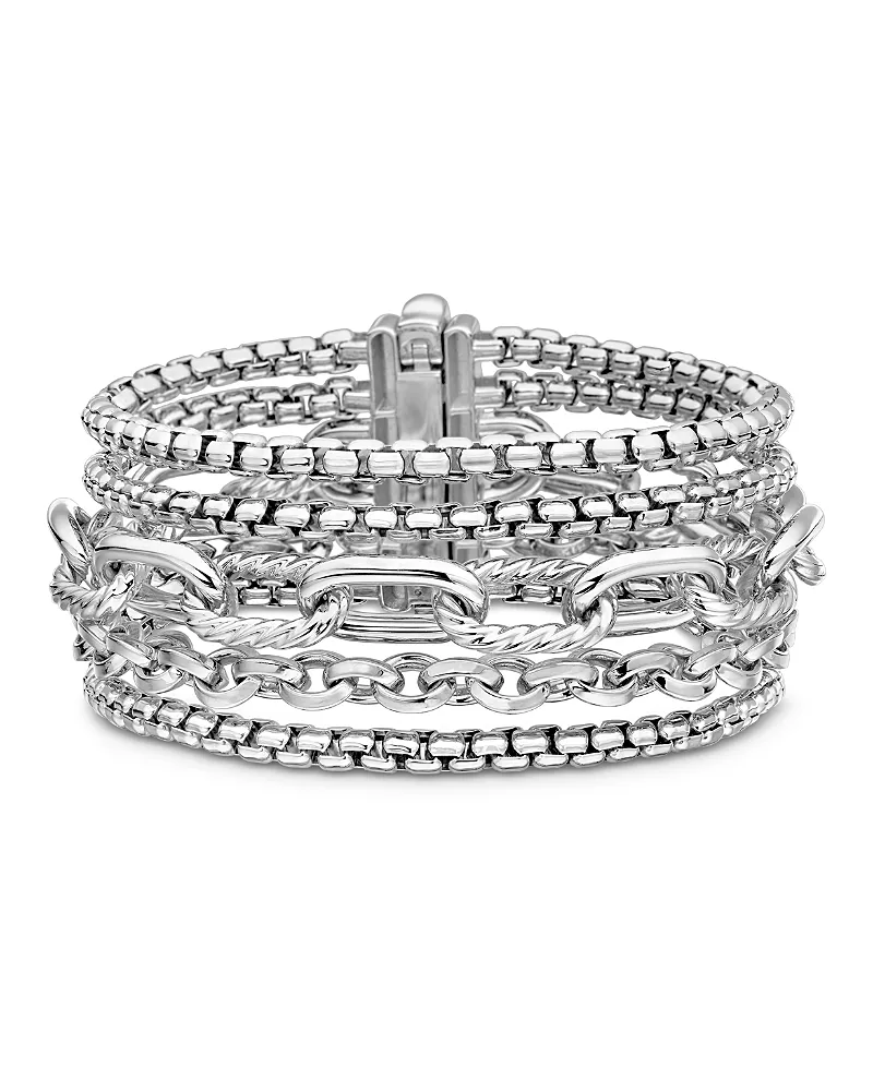David Yurman Sterling Silver Multi-Row Chain Bracelet