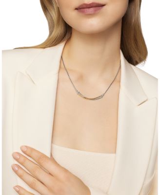 Crossover Bar Necklace with 18K Gold